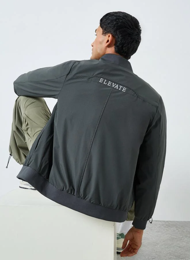 Styli Men Oversized Fit Solid Bomber Jacket